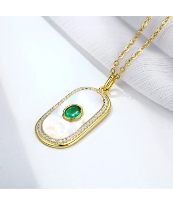 18k Gold Plated Sterling Silver Emerald Pendant Necklace for Women pas chere