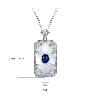 925 Sterling Silver Natural Sapphire Pendant Necklace for Women sagt das Model. votre restaurant rapide dans 