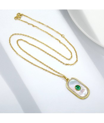 18k Gold Plated Sterling Silver Emerald Pendant Necklace for Women pas chere