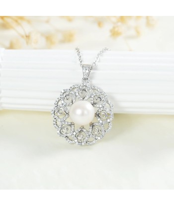 925 Sterling Silver Freshwater Pearl Pendant Necklace for Women rembourrage situé sous