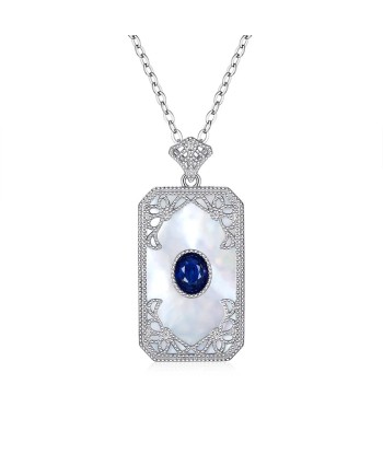 925 Sterling Silver Natural Sapphire Pendant Necklace for Women sagt das Model. votre restaurant rapide dans 