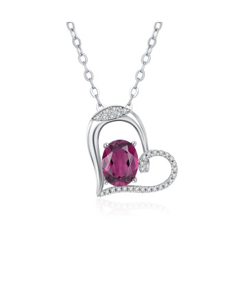 925 Sterling Silver Pyrope Heart Pendant Necklace for Women shop