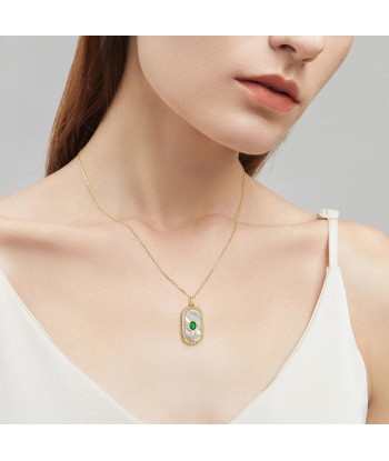 18k Gold Plated Sterling Silver Emerald Pendant Necklace for Women pas chere