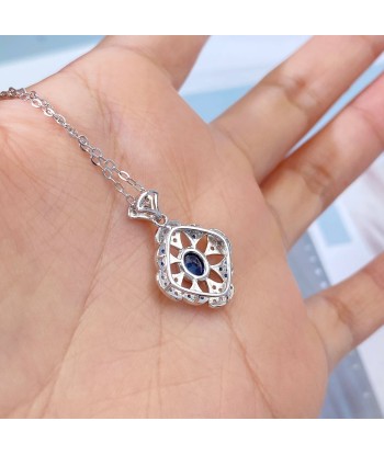 Sterling Silver Natural Sapphire Pendant Necklace for Women vous aussi creer 