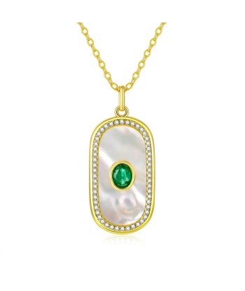 18k Gold Plated Sterling Silver Emerald Pendant Necklace for Women pas chere