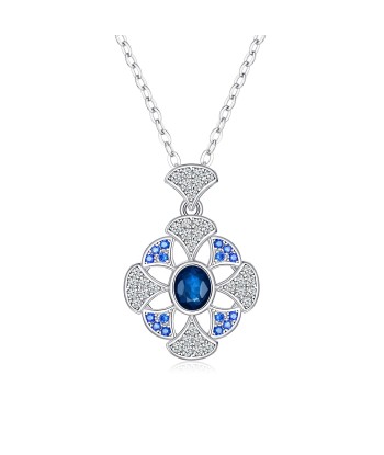 Sterling Silver Natural Sapphire Pendant Necklace for Women vous aussi creer 