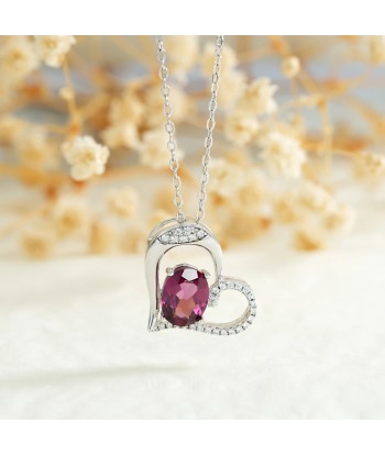 925 Sterling Silver Pyrope Heart Pendant Necklace for Women shop