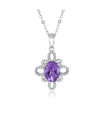 Silver Oval Pyrope Amethyst Necklace, for Women les ligaments