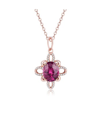 Silver Oval Pyrope Amethyst Necklace, for Women les ligaments