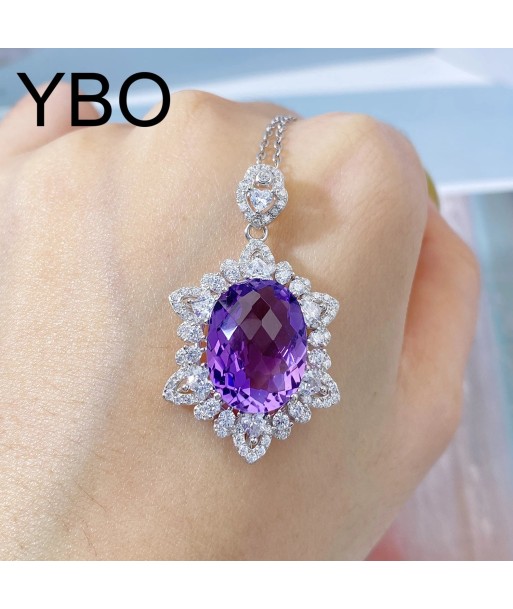 925 Sterling Silver Amethyst Pendant Necklace for Women Pour