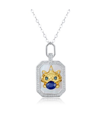 Sterling Silver Sapphire CZ Lion Pendant Necklace for Women l'achat 