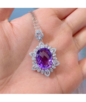 925 Sterling Silver Amethyst Pendant Necklace for Women Pour