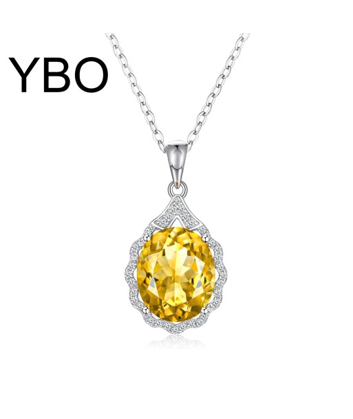 925 Sterling Silver Citrine Gemstone Pendant Necklace for Women. 2023