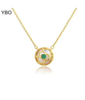 925 Sterling Silver & 18k Gold Plated Emerald Pendant Necklace for Women est présent 