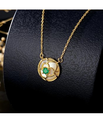 925 Sterling Silver & 18k Gold Plated Emerald Pendant Necklace for Women est présent 