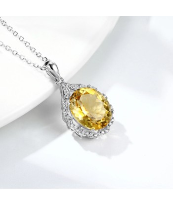 925 Sterling Silver Citrine Gemstone Pendant Necklace for Women. 2023