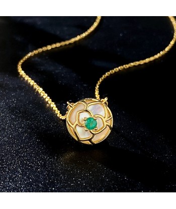 925 Sterling Silver & 18k Gold Plated Emerald Pendant Necklace for Women est présent 