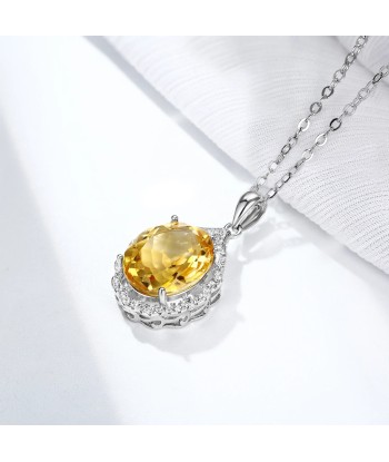 925 Sterling Silver Citrine Gemstone Pendant Necklace for Women. 2023