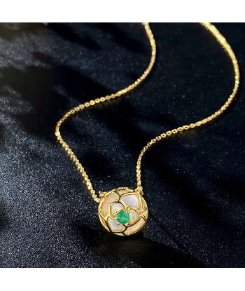 925 Sterling Silver & 18k Gold Plated Emerald Pendant Necklace for Women est présent 