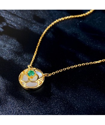 925 Sterling Silver & 18k Gold Plated Emerald Pendant Necklace for Women est présent 