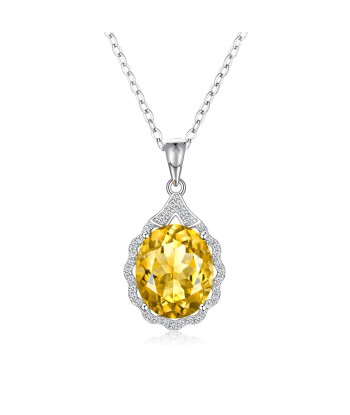 925 Sterling Silver Citrine Gemstone Pendant Necklace for Women. 2023