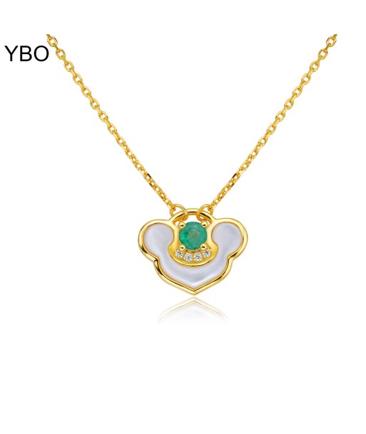 18K Gold Plated Sterling Silver Emerald Pendant Necklace for Women Fin de série