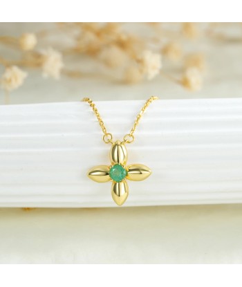 18K Gold Plated Sterling Silver Flower Pendant Necklace for Women ouvre sa boutique