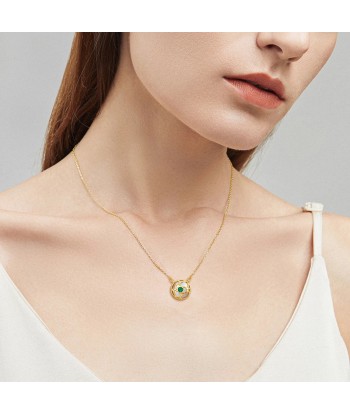 925 Sterling Silver & 18k Gold Plated Emerald Pendant Necklace for Women est présent 