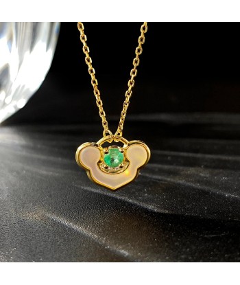 18K Gold Plated Sterling Silver Emerald Pendant Necklace for Women Fin de série