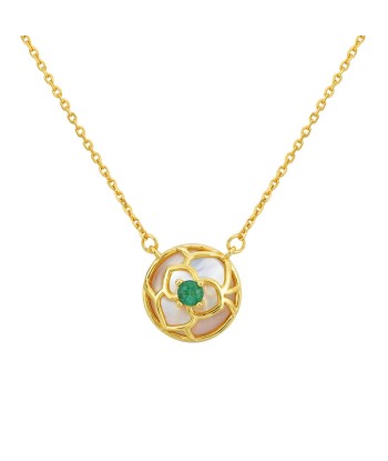 925 Sterling Silver & 18k Gold Plated Emerald Pendant Necklace for Women est présent 