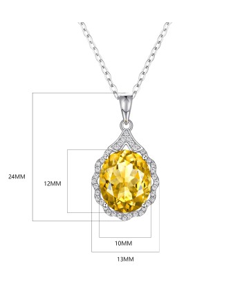 925 Sterling Silver Citrine Gemstone Pendant Necklace for Women. 2023