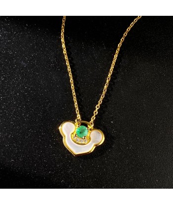 18K Gold Plated Sterling Silver Emerald Pendant Necklace for Women Fin de série