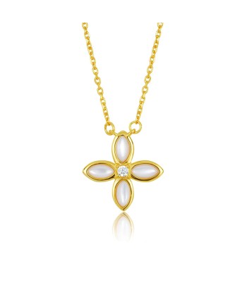 18K Gold Plated Sterling Silver Flower Pendant Necklace for Women ouvre sa boutique