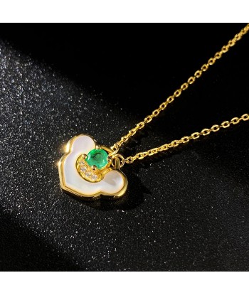 18K Gold Plated Sterling Silver Emerald Pendant Necklace for Women Fin de série