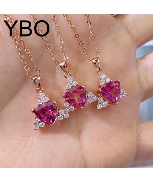 Rose Gold plated 925 Sterling Silver Natural Topaz Triangle Pendant Necklace for Women Vous souhaitez 