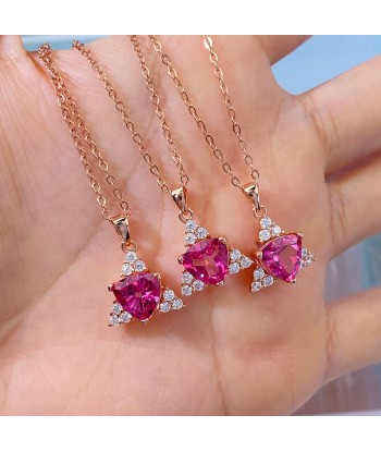 Rose Gold plated 925 Sterling Silver Natural Topaz Triangle Pendant Necklace for Women Vous souhaitez 