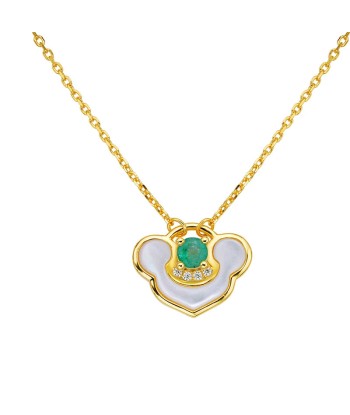 18K Gold Plated Sterling Silver Emerald Pendant Necklace for Women Fin de série