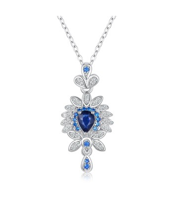 Sterling Silver Natural Sapphire Pendant Necklace for Women prix