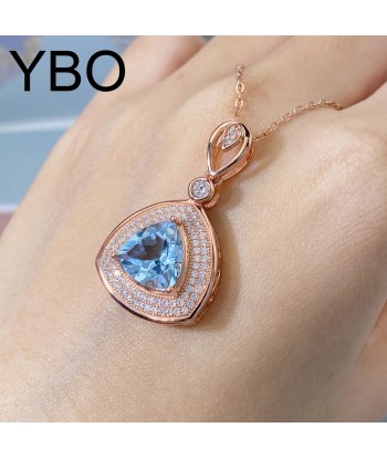 Rose Gold Plated Sterling Silver Triangle Topaz Pendant Necklace for Women l'évolution des habitudes 