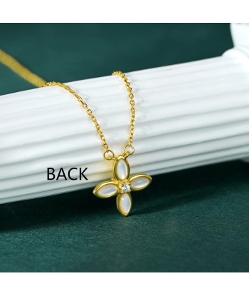 18K Gold Plated Sterling Silver Flower Pendant Necklace for Women ouvre sa boutique