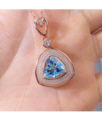 Rose Gold Plated Sterling Silver Triangle Topaz Pendant Necklace for Women l'évolution des habitudes 