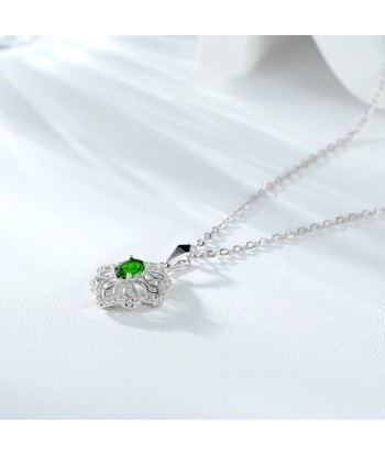 925 Sterling Silver Diopside Flower Pendant Necklace for Women. Par le système avancé 