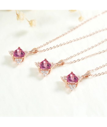 Rose Gold plated 925 Sterling Silver Natural Topaz Triangle Pendant Necklace for Women Vous souhaitez 