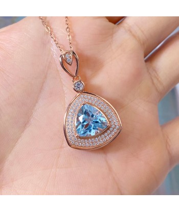 Rose Gold Plated Sterling Silver Triangle Topaz Pendant Necklace for Women l'évolution des habitudes 