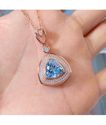 Rose Gold Plated Sterling Silver Triangle Topaz Pendant Necklace for Women l'évolution des habitudes 