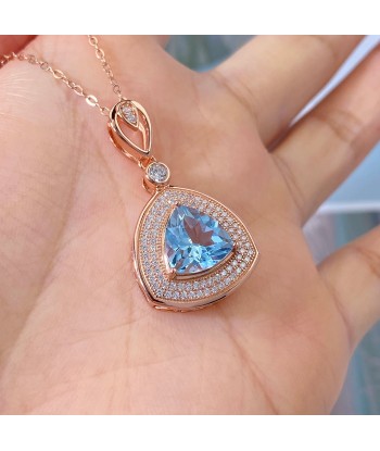 Rose Gold Plated Sterling Silver Triangle Topaz Pendant Necklace for Women l'évolution des habitudes 