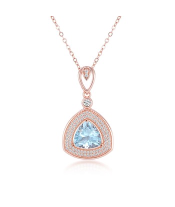 Rose Gold Plated Sterling Silver Triangle Topaz Pendant Necklace for Women l'évolution des habitudes 