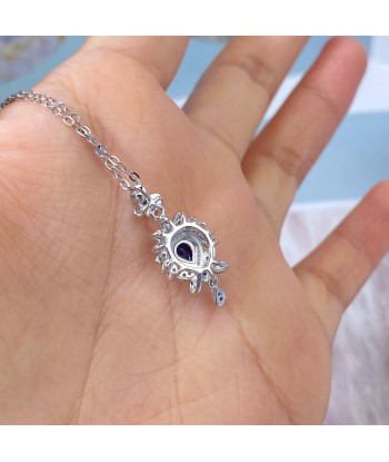 Sterling Silver Natural Sapphire Pendant Necklace for Women prix