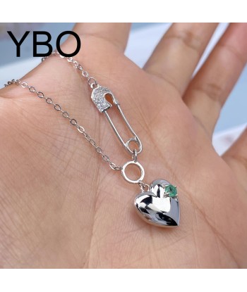 925 Sterling Silver Emerald Heart Pendant Necklace for Women de France