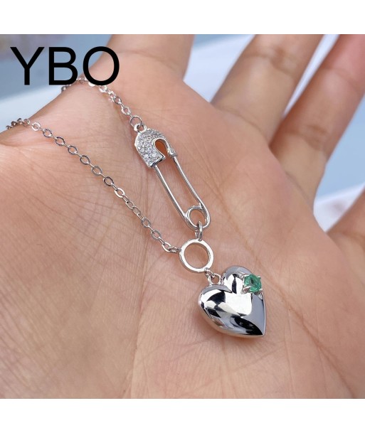 925 Sterling Silver Emerald Heart Pendant Necklace for Women de France